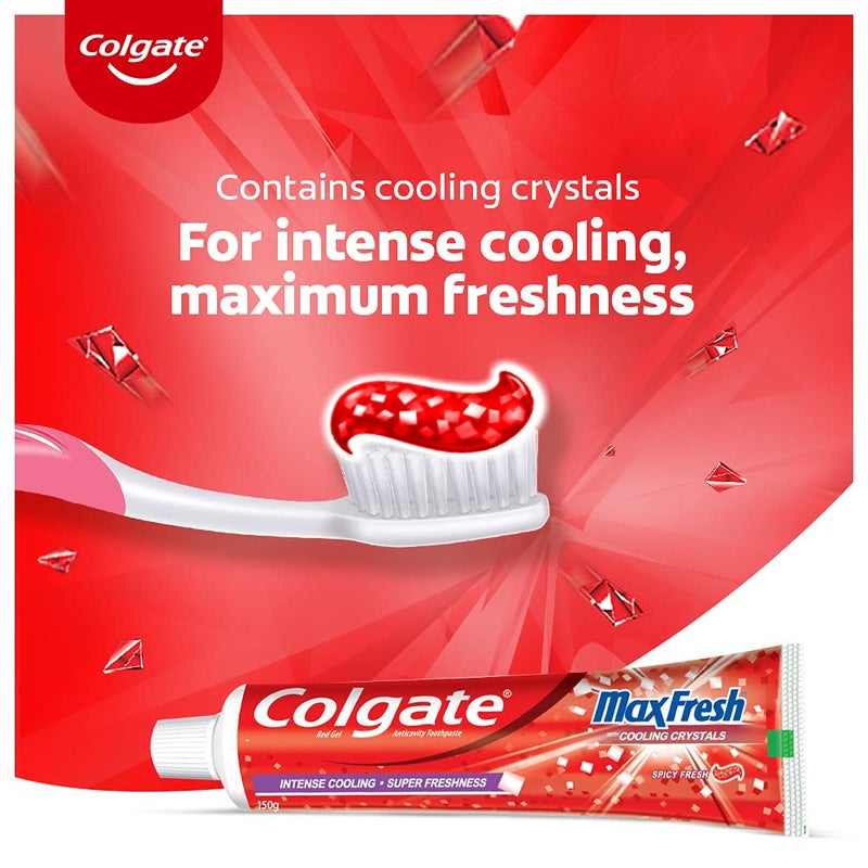 Colgate معجون أسنان كولجيت ماكس فريش، جل أحمر مع المنثول لنفس منعش للغاية، 150 جرام (منعش حار) - Image 3
