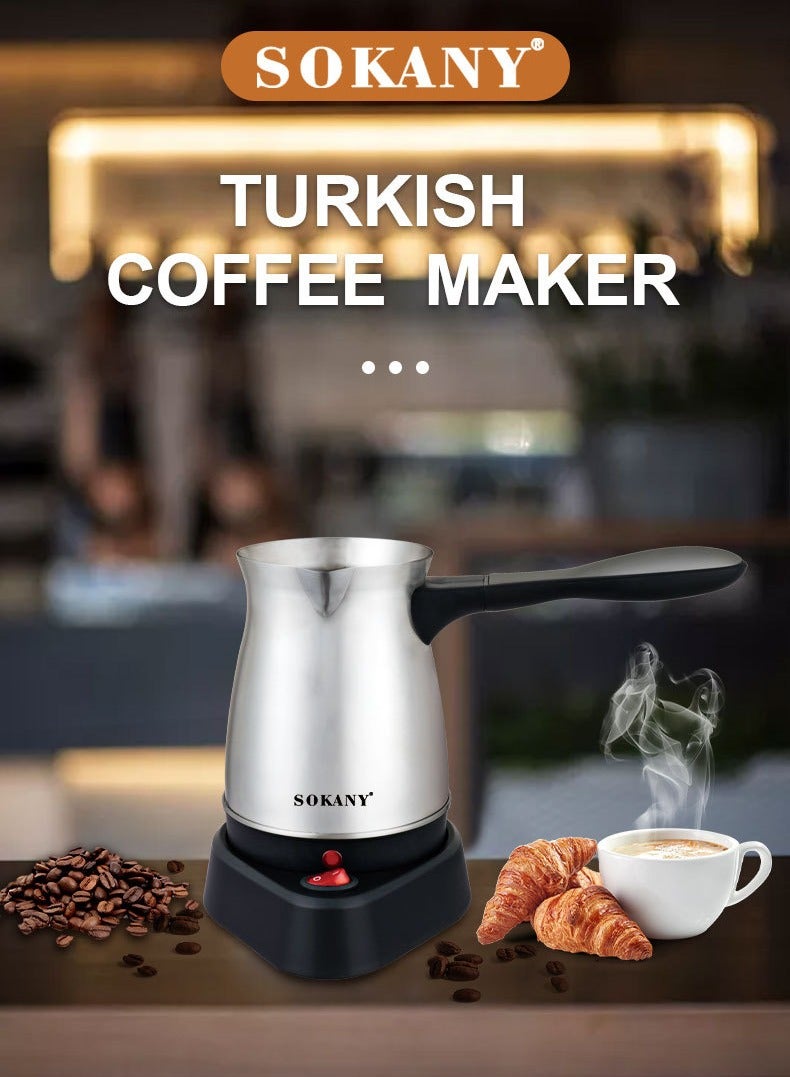 سوكاني ماكينة صنع القهوة التركية وعاء موكا إيطالي 500 مل 600 وات SK-214 فضي - Image 2