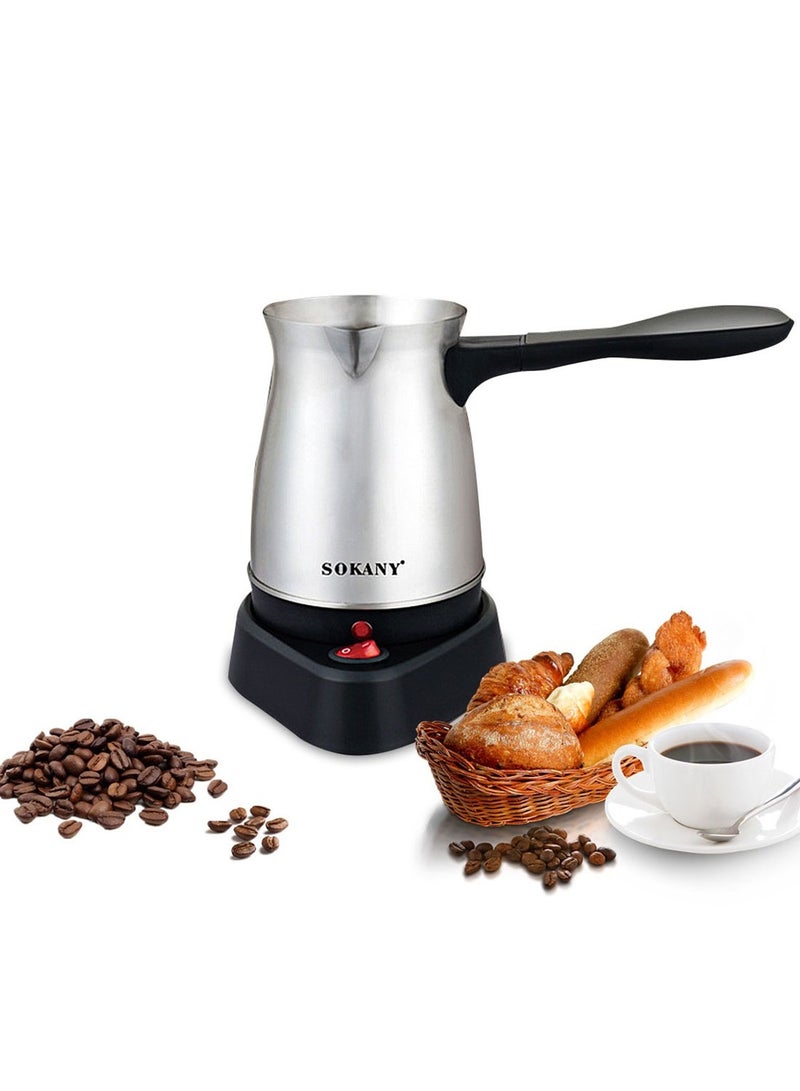 سوكاني ماكينة صنع القهوة التركية وعاء موكا إيطالي 500 مل 600 وات SK-214 فضي - Image 1