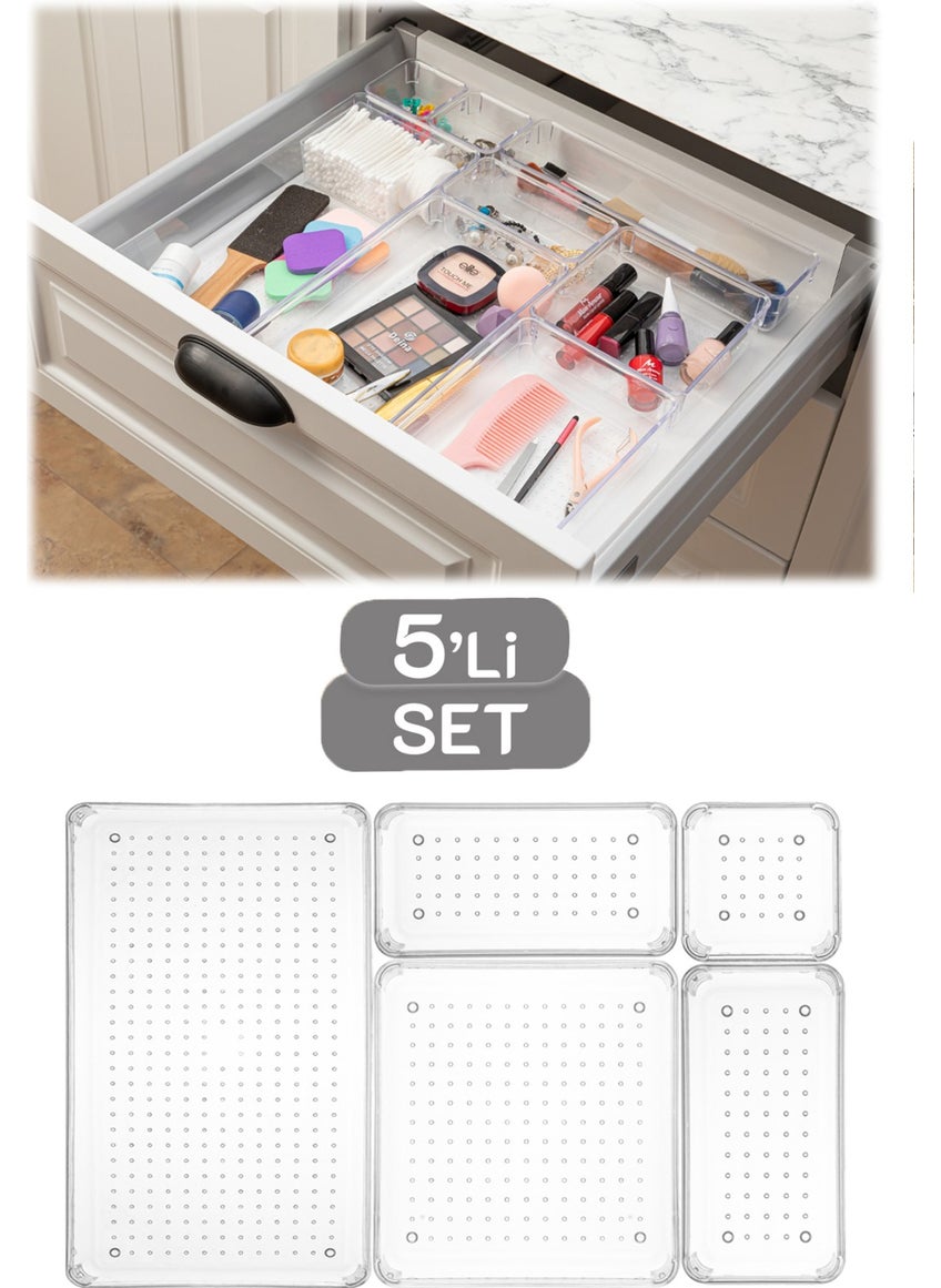 5 Piece Drawer Organizer, Modular Bathroom Makeup and Jewelry Organizer - Desktop Organizer - pzsku/ZAE9ED6EF3B6CC01D1C79Z/45/_/1726654701/7559851a-6b6a-4c8f-b734-50ccc481b3e3