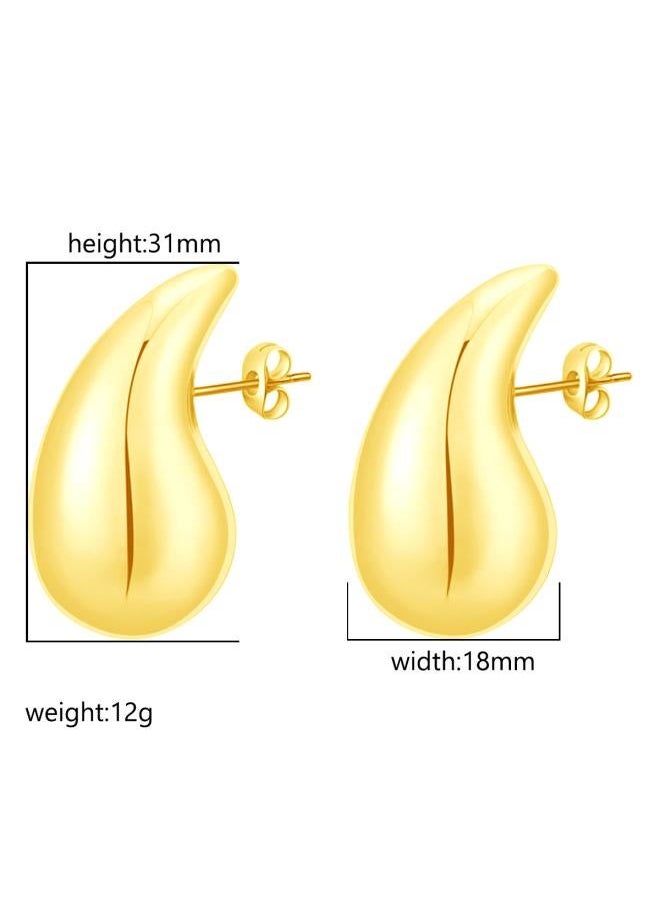 NIBEMINENT European And American Fashion High-end Stainless Steel Water Drop Hollow Earrings Versatile Geometric Plating 8k Women's 