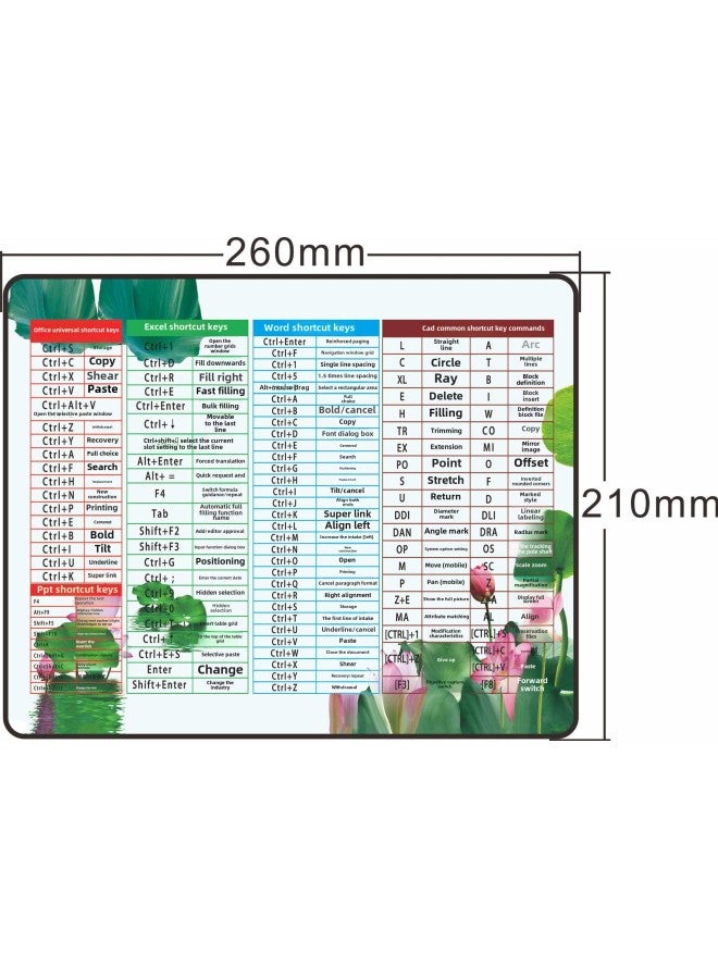 English Shortcut Mouse Pad Customized Dirty-resistant National Tide Secondary Cartoon Rubber Game Mouse Table Pad-Colour:3mm Product Thickness-Pattern:260*210mm Lotus  - Image 1
