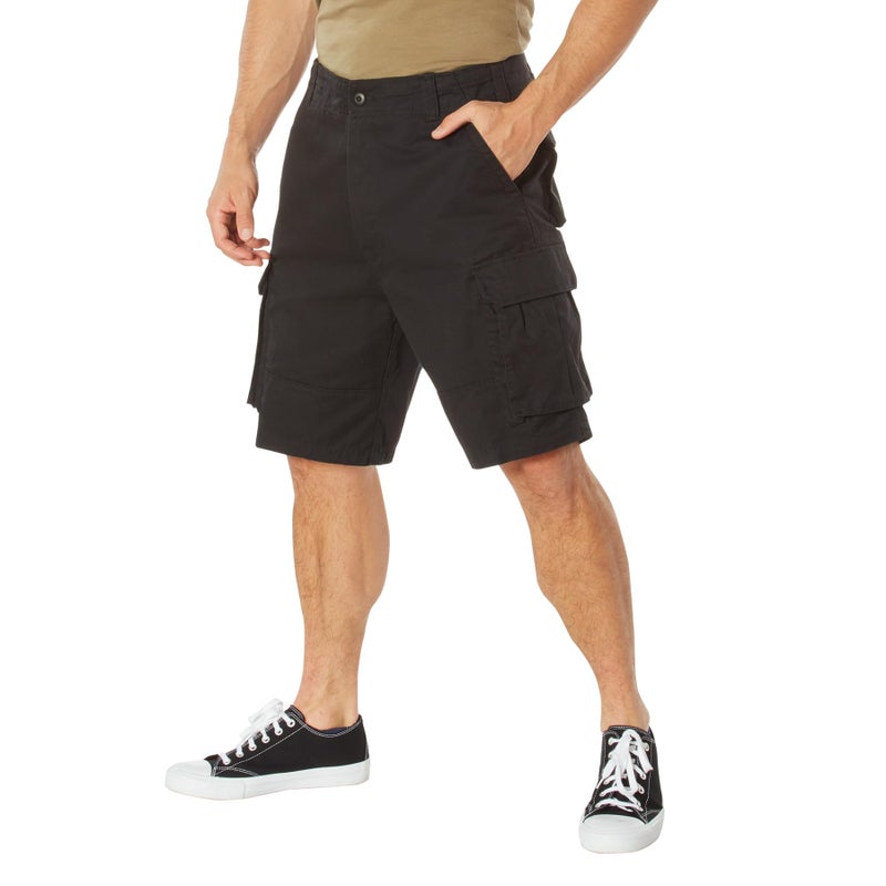 Rothco Vintage Solid Paratrooper Cargo Shorts (US, Alpha, Large, Regular, Regular, Black) - Image 1