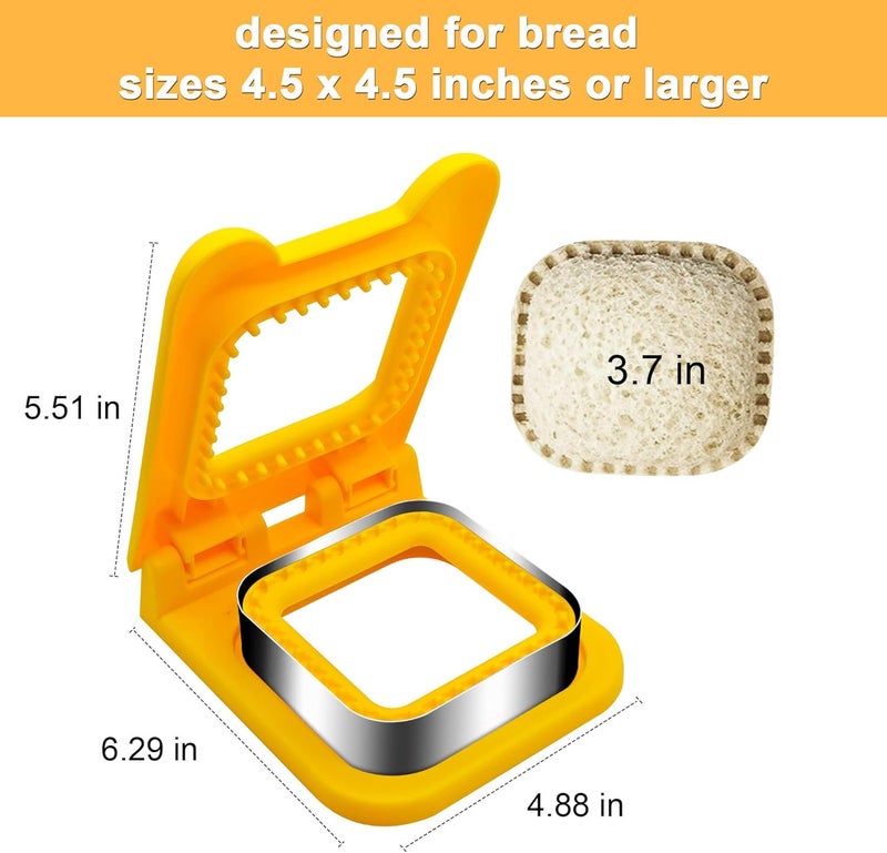 BaokiTook Square Sandwich Cutter and Sealer,Sandwich Cutters for Kids Lunch,Pocket Sandwiches Cutter Uncrustables Maker,Cookie Cutter for Children Lunchbox and Bento Box (Square) - Image 3