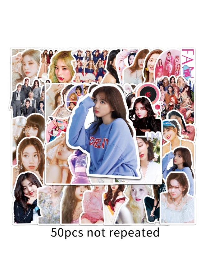 NIBEMINENT 50 Pcs Kpop Twice Deco Kit Waterproof Stickers, High Definition Printing Bright Colors, Suitable for Laptop Skateboard Luggage Water Bottle Guitar DIY - Image 1