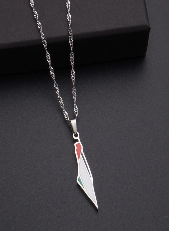 عام قلادة قلادة خريطة العلم الفلسطيني إكسسوارات فاخرة للرجال والنساء - Image 3