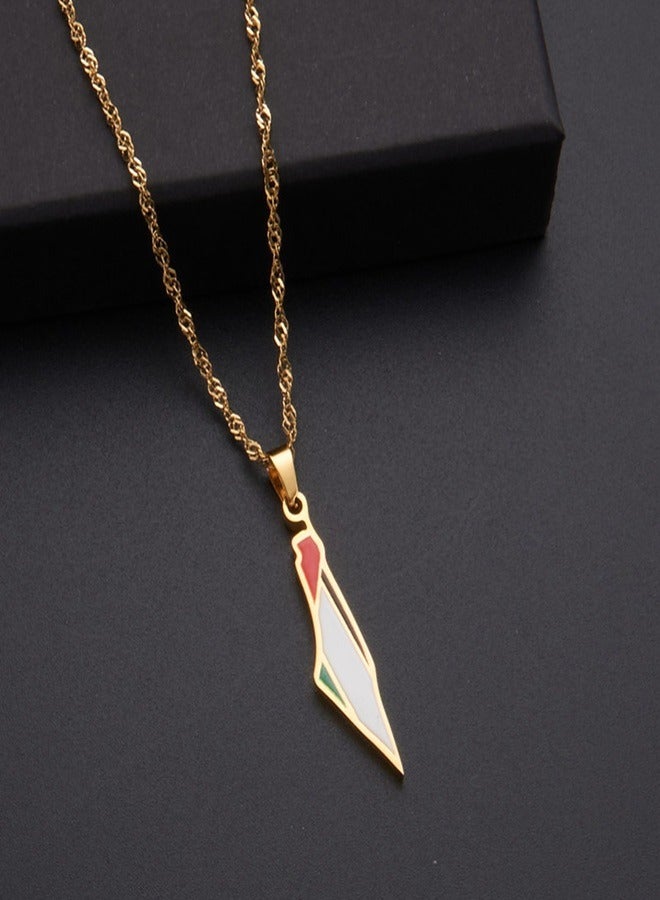 عام قلادة قلادة خريطة العلم الفلسطيني إكسسوارات فاخرة للرجال والنساء - Image 4