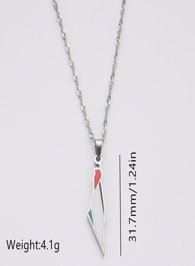 عام قلادة قلادة خريطة العلم الفلسطيني إكسسوارات فاخرة للرجال والنساء - Image 5