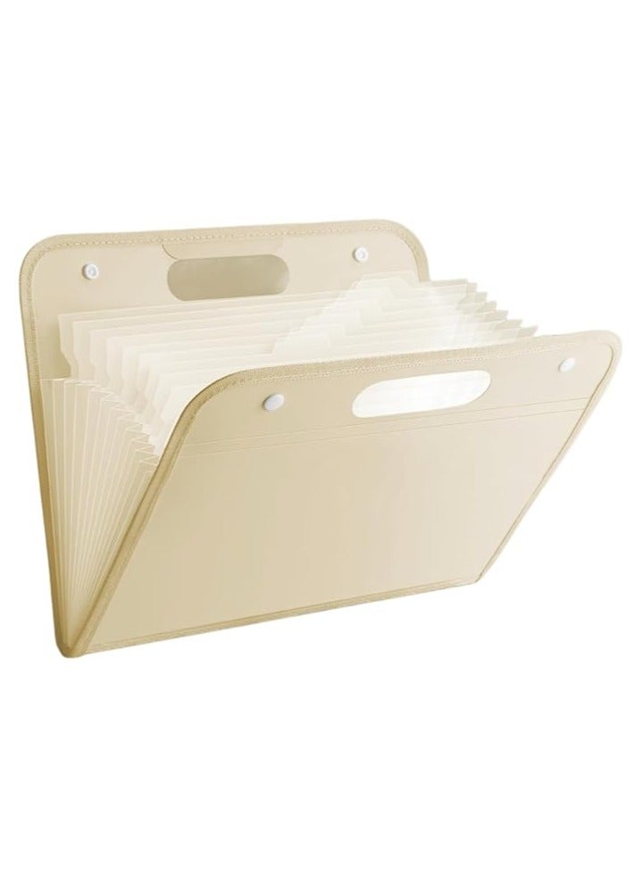 Generic 13 Pockets Expanding File Folder with Handle, A4 Letter Size Portable Accordian File Organizer, Document Folder with Handle Expandable Plastic Document Organizer for School, Office, Home  - Image 1