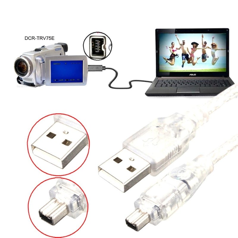 Chenyang 2 Pack Only for DCR-TRV75E DV Firewire to USB Cable USB 2.0 to Firewire IEEE 1394 4Pin iLink Cable 1.0M - Image 3