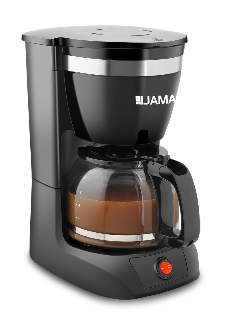 JAMAKY Coffee Maker with Italian technology JMK9015 , Household 800W LED Temperature Display 1.25L Water tank and 1.25L Glass cup Capacity can use coffee , hot water , milk , steam drainage design , automatically turns off - Black  - Image 1