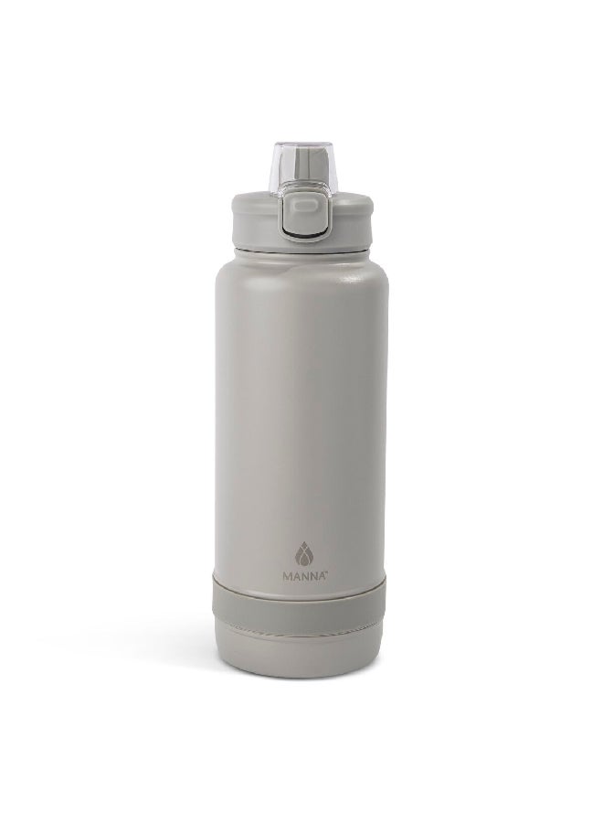 MANNA Push Non-Slip Silicone Grip Stainless Steel Water Bottle Summit Powder 1.2 L AC55314  - Image 3