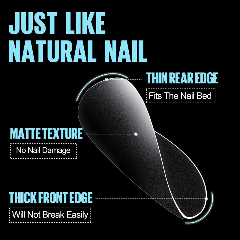 TOMICCA Oval Nail Tips - 15 Size Full Matte Gel Tips, 360PCS Pre-shaped No Need Nail Files and Base Coat Full Cover Nail Tips for Nail Extensions - Image 4