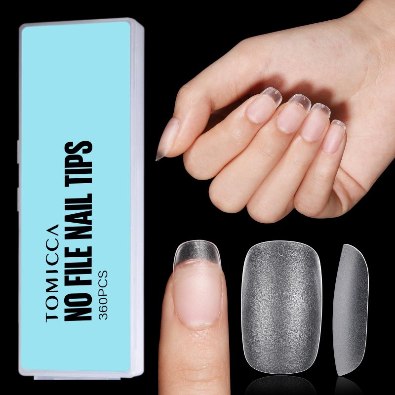 TOMICCA Oval Nail Tips - 15 Size Full Matte Gel Tips, 360PCS Pre-shaped No Need Nail Files and Base Coat Full Cover Nail Tips for Nail Extensions - Image 1