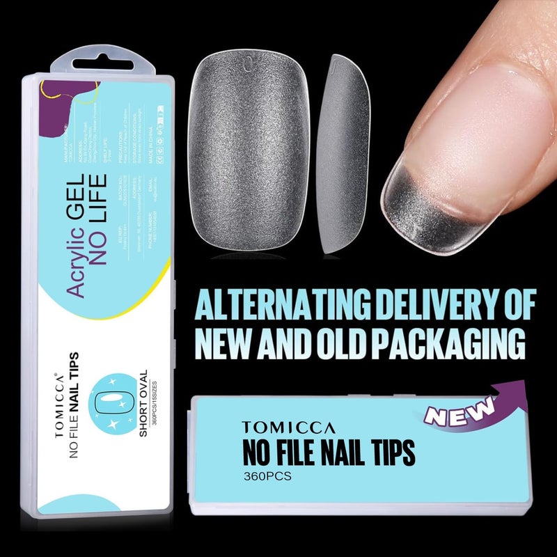 TOMICCA Oval Nail Tips - 15 Size Full Matte Gel Tips, 360PCS Pre-shaped No Need Nail Files and Base Coat Full Cover Nail Tips for Nail Extensions - Image 3