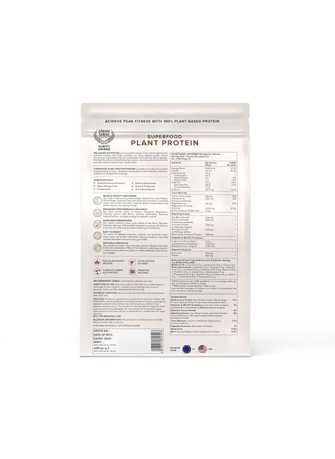 WELLBEING NUTRITION Wellbeing Nutrition Superfood Plant Protein Belgian Dark Chocolate - 500gm  - Image 2