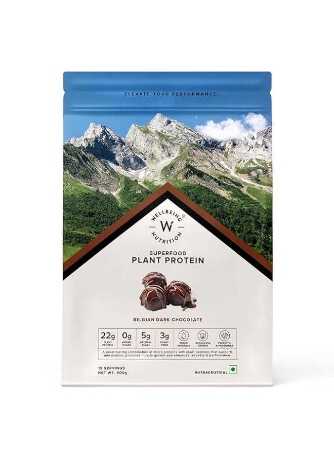 WELLBEING NUTRITION Wellbeing Nutrition Superfood Plant Protein Belgian Dark Chocolate - 500gm  - Image 1