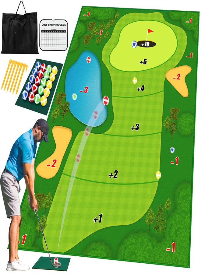 KASTWAVE Chipping Golf Game Mat, Indoor Outdoor Golf Practice for Adults and Kids, Sticky Ball Mat with Sticky Balls Set, Backyard Games Outdoor Toys for Kids - Image 1