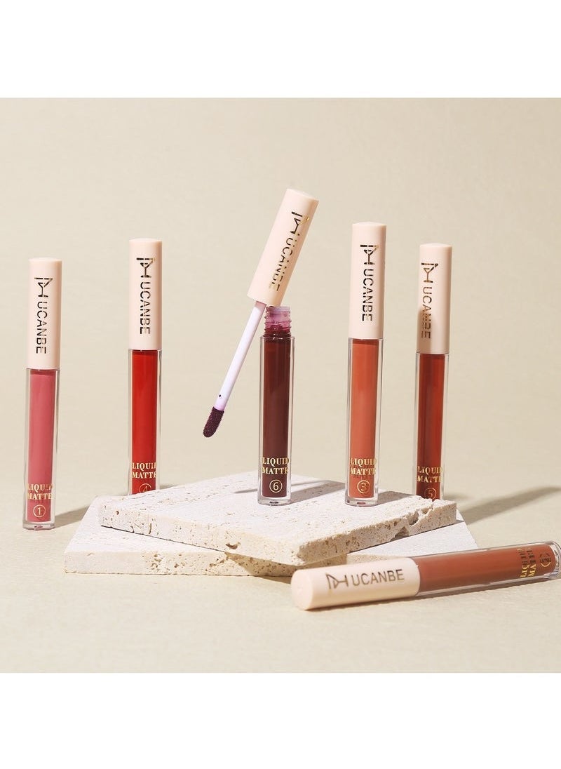 UCANBE Matte Lip Gloss + Lip Liner + Primer Set (6+6+1)
