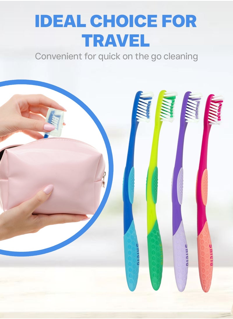 Shield Care - Shield Care Pro-Clean Toothbrush with Small Head for Better Reach (Family Care - Soft Bristles) Individually Wrapped - 4 Colors - 4 Count (Pack of 1) - Image 1