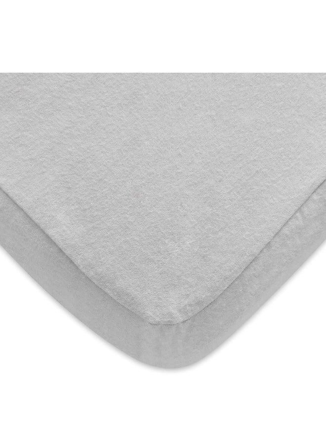 Moonsea Moonsea Pack N Play Sheets, 100% Cotton Flannel, Fitted Portable Mini Crib Sheet for Girls Boys, Ultra Soft Breathable Convertible Playard Mattress Cover, Playard Playpen Sheet, Grey  - Image 1