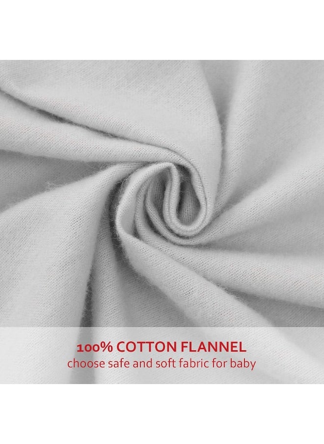 Moonsea Moonsea Pack N Play Sheets, 100% Cotton Flannel, Fitted Portable Mini Crib Sheet for Girls Boys, Ultra Soft Breathable Convertible Playard Mattress Cover, Playard Playpen Sheet, Grey  - Image 2