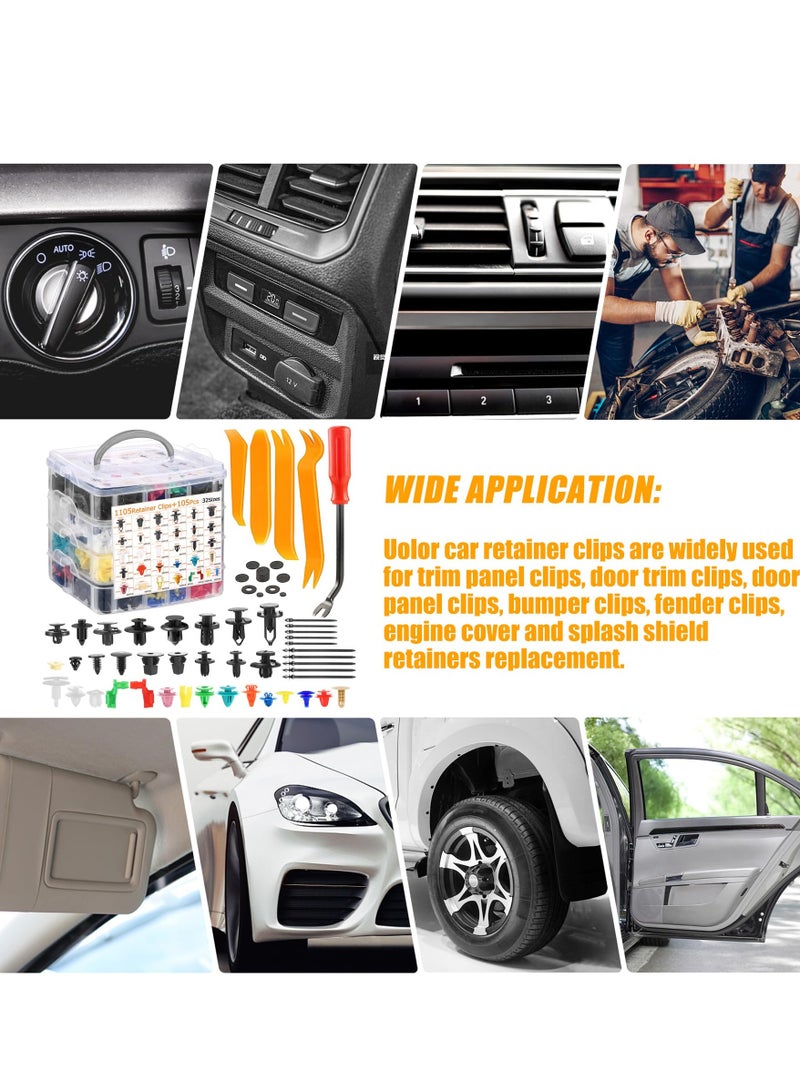 Generic 1240 Pcs Car Retainer Clips & Fasteners Kit – 32 Universal Sizes Nylon Bumper, Fender Rivets, Door Panel Clips, and Plastic Rivets with 10 Cable Ties and Removal Tool for Toyota, Ford, Honda, Chevy  - Image 4
