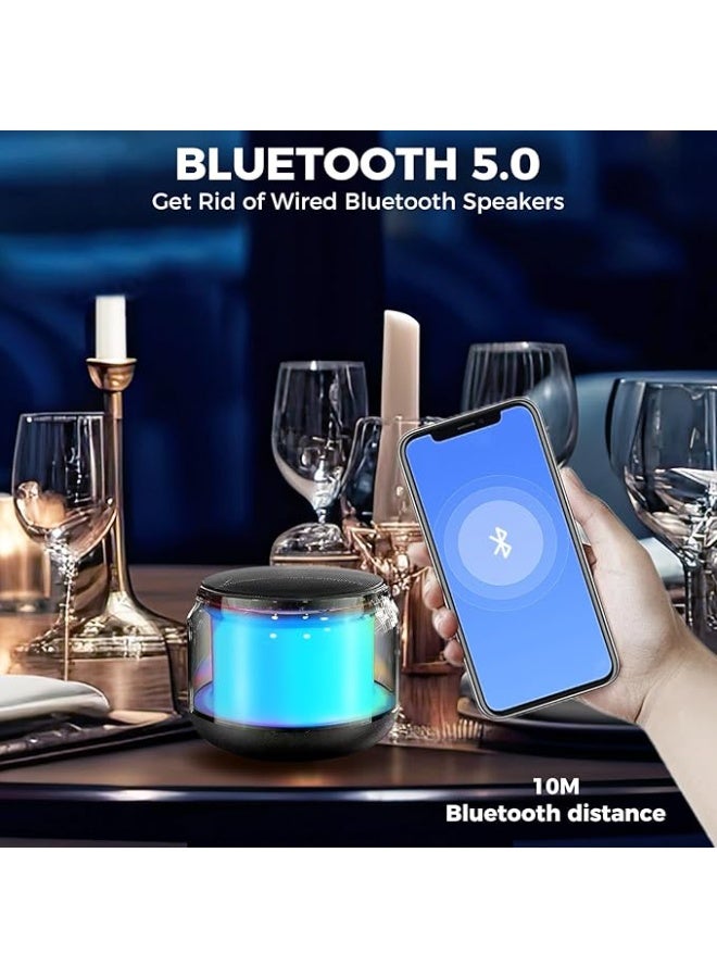 Portable Bluetooth Speaker, Mini Wireless Speakers Bluetooth 5.0 Outdoor Speaker with RGB LED Light, TWS Dual Pairing, TF Card Play Support, Party, Camping, Travel (Multicolor) - Image 3