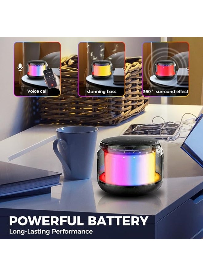 Portable Bluetooth Speaker, Mini Wireless Speakers Bluetooth 5.0 Outdoor Speaker with RGB LED Light, TWS Dual Pairing, TF Card Play Support, Party, Camping, Travel (Multicolor) - Image 4