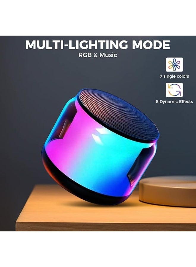 Portable Bluetooth Speaker, Mini Wireless Speakers Bluetooth 5.0 Outdoor Speaker with RGB LED Light, TWS Dual Pairing, TF Card Play Support, Party, Camping, Travel (Multicolor) - Image 1