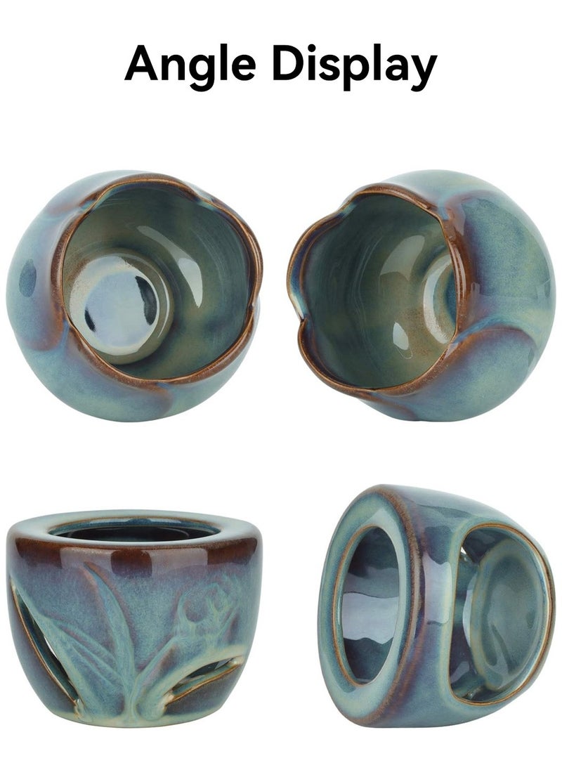 LEOKOR 2 Pack Ceramic Tealight Candle Holder, Home Decoration Essential Oil Aromatherapy Stove, Wax Melt Essential Oil Burner with Candle Spoon  - Image 5