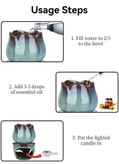 ليوكور 2 حزمة السيراميك حامل الشمعة ، وموقد العطرية للزيت العطري للديكور.  - Image 3