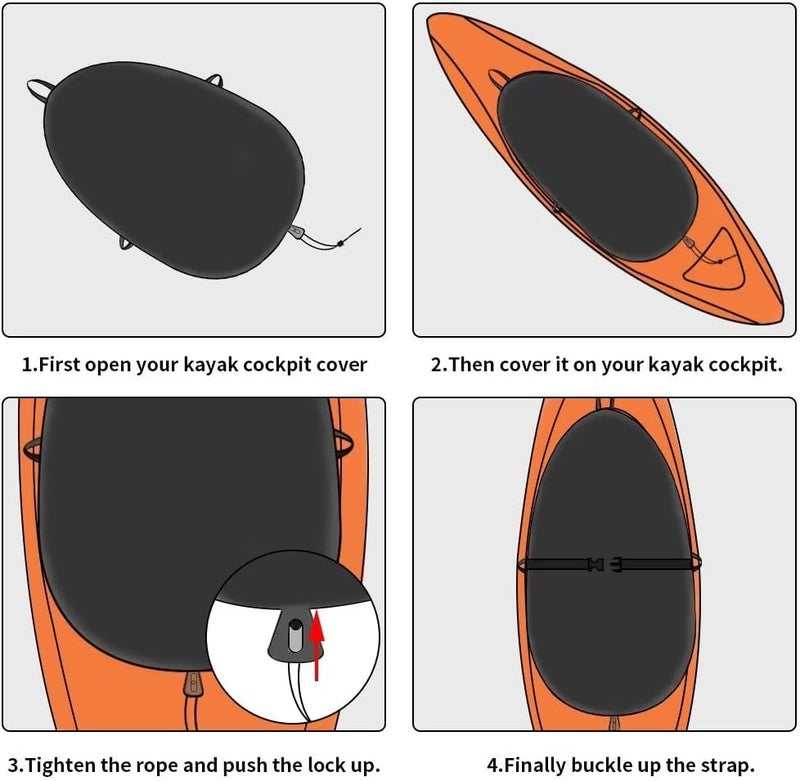 Chuanke Store Kayak Cockpit Cover UV60+ 420D Oxford Adjustable Canoe Dust-Proof and Waterproof Seat Cover - Image 4