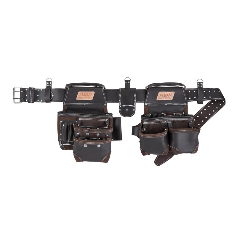 AWP Tool Belt and Rig HeavyDuty Premium Organizer with Multiple Pockets for Carpenters Electricians and Construction Work Adjustable Waist Tool Belt L9031