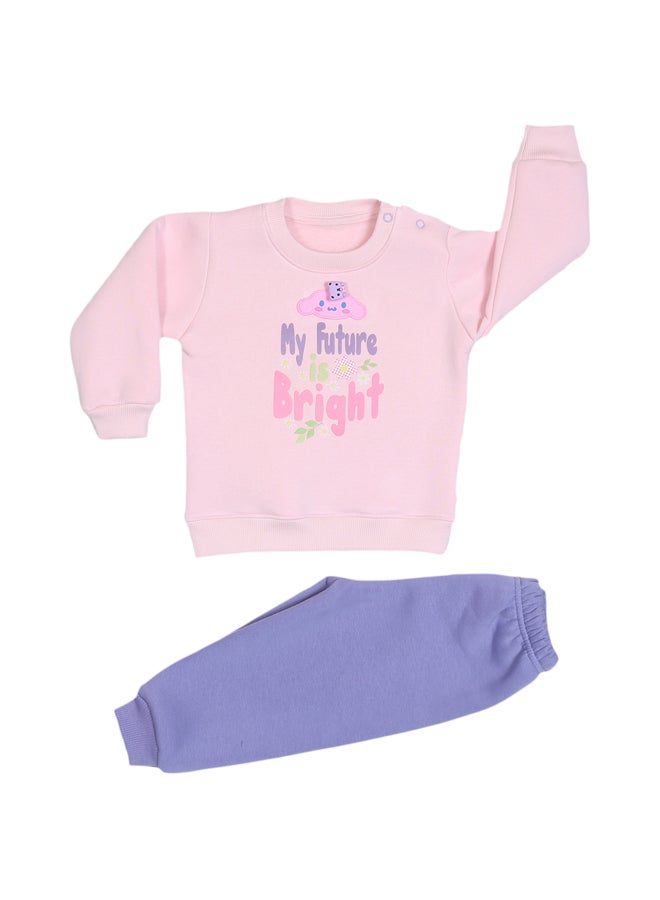 جوكي بيجاما شتوي أطفال بنات مبطن فليس the Bright Future بطبعة