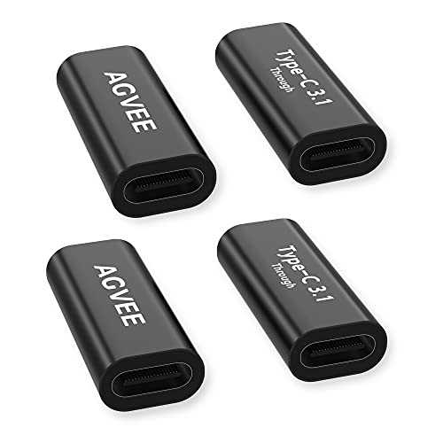 AGVEE 4 Pack USB-C Female to Female Bidirectional Adapter, PD 100W USB 3.2 Gen 2, Type-C USBC 10G Data Coupler Extender Extension Converter Connector, Black - Image 1