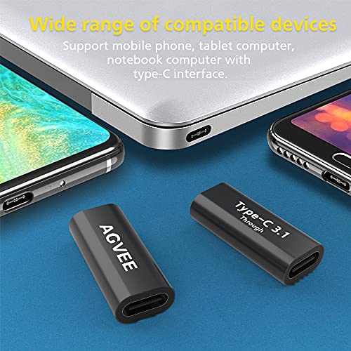 AGVEE 4 Pack USB-C Female to Female Bidirectional Adapter, PD 100W USB 3.2 Gen 2, Type-C USBC 10G Data Coupler Extender Extension Converter Connector, Black - Image 4