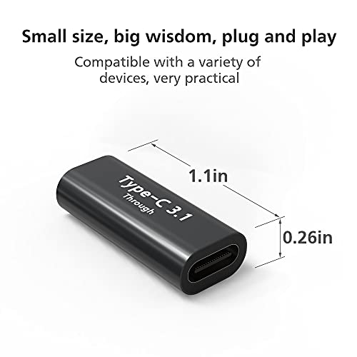 AGVEE 4 Pack USB-C Female to Female Bidirectional Adapter, PD 100W USB 3.2 Gen 2, Type-C USBC 10G Data Coupler Extender Extension Converter Connector, Black - Image 3