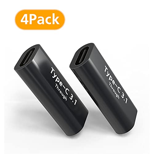 AGVEE 4 Pack USB-C Female to Female Bidirectional Adapter, PD 100W USB 3.2 Gen 2, Type-C USBC 10G Data Coupler Extender Extension Converter Connector, Black - Image 2