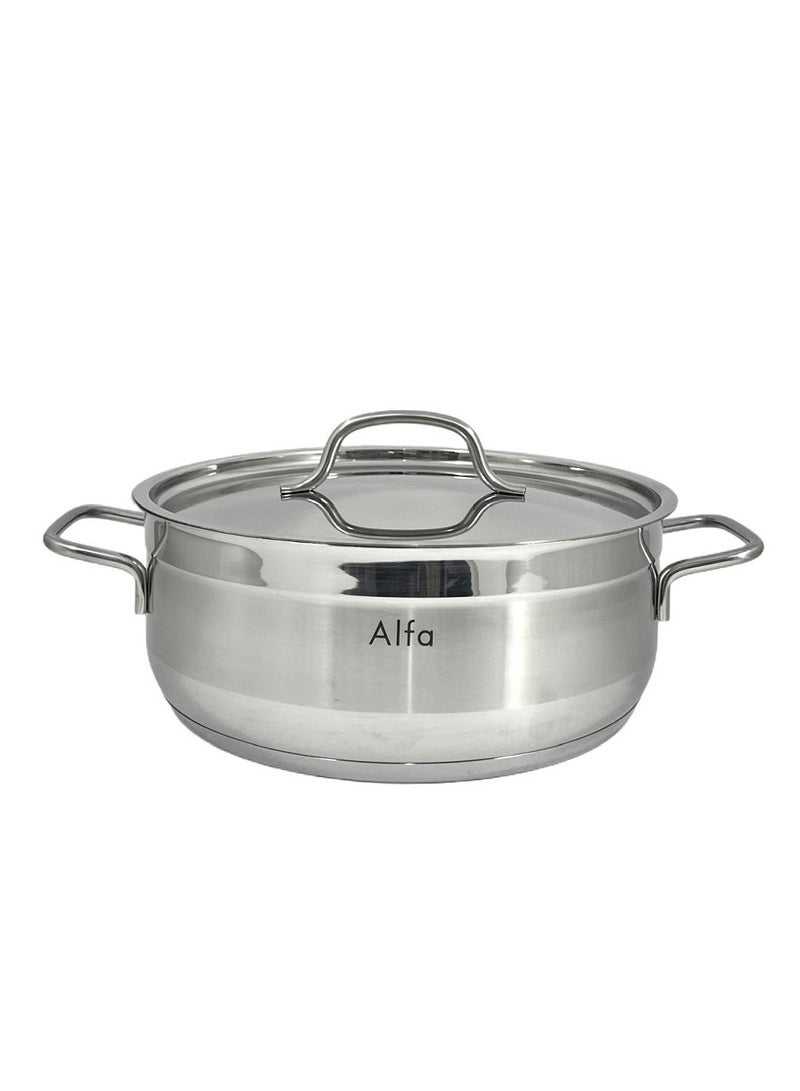 ALFA 26x10 cm 5.0L Low Casserole Pan - High-Quality Stainless Steel Oven Safe Cookware for Roasts, Stews & Casseroles - Image 1