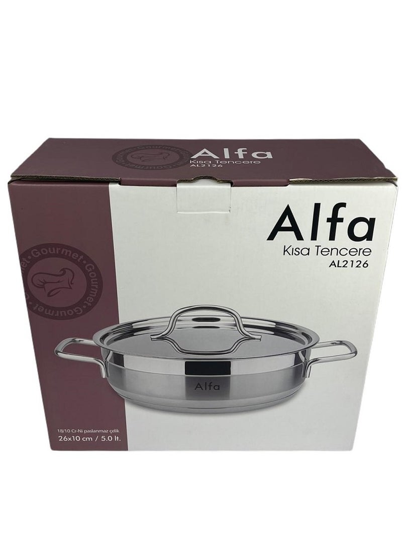 ALFA 26x10 cm 5.0L Low Casserole Pan - High-Quality Stainless Steel Oven Safe Cookware for Roasts, Stews & Casseroles - Image 4