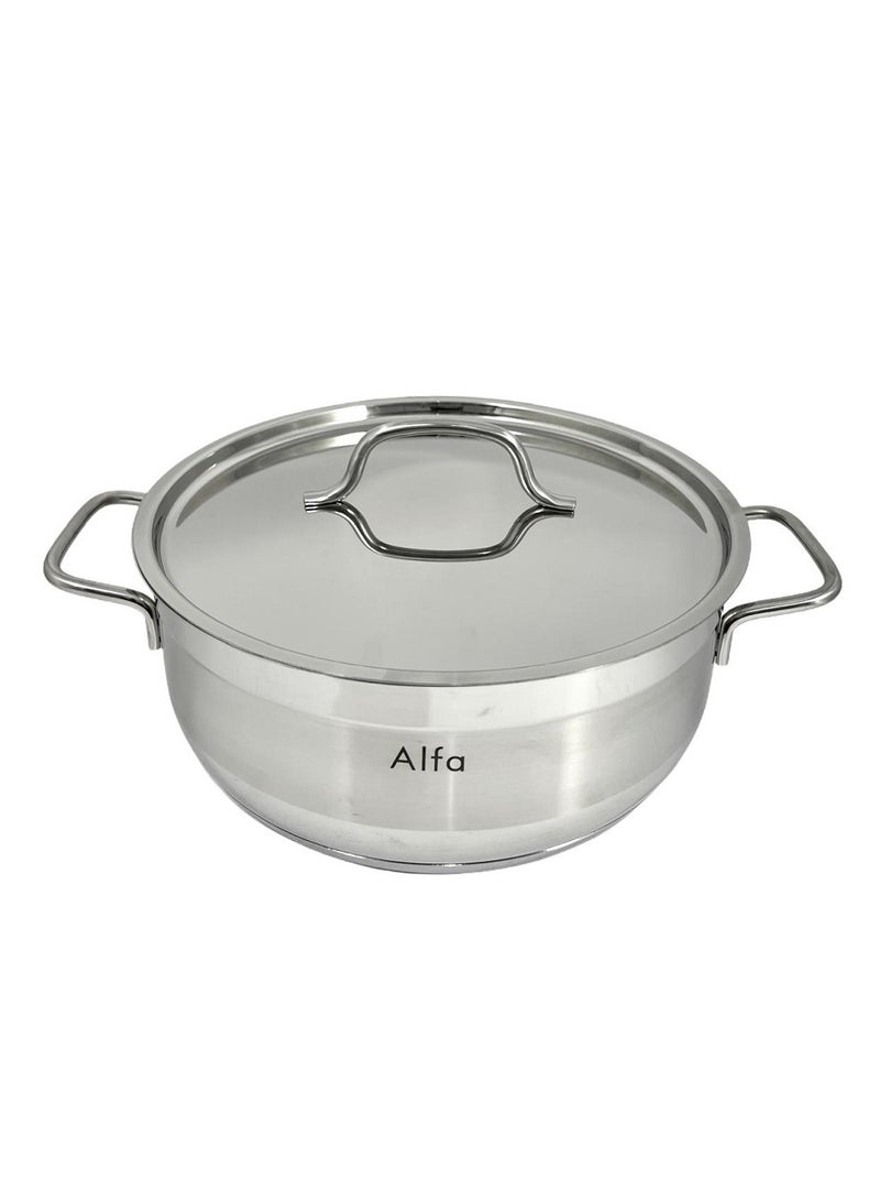 ALFA 26x10 cm 5.0L Low Casserole Pan - High-Quality Stainless Steel Oven Safe Cookware for Roasts, Stews & Casseroles - Image 2
