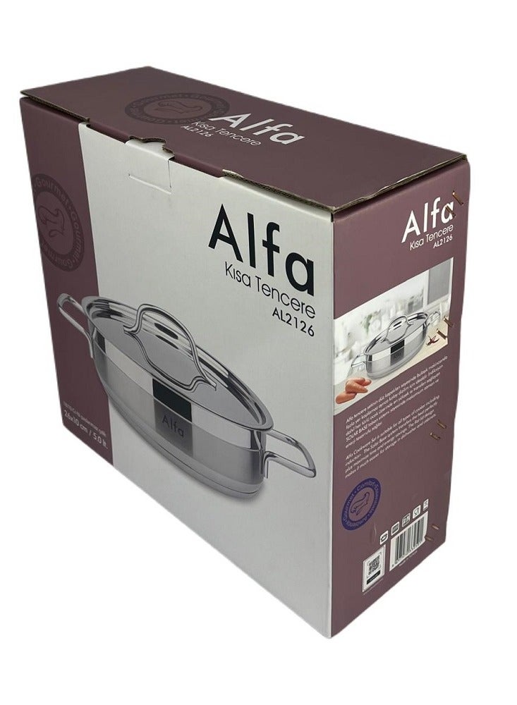ALFA 26x10 cm 5.0L Low Casserole Pan - High-Quality Stainless Steel Oven Safe Cookware for Roasts, Stews & Casseroles - Image 3
