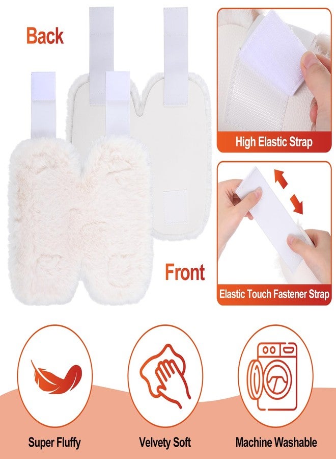 Jeere 2 Pairs Sheepskin Elbow Protectors Soft Elbow Arm Cushions Pads Sheepskin Arm Protectors with Securing Strap for Elderly Prevention Ulcers Pressure Pain Relief - Image 4