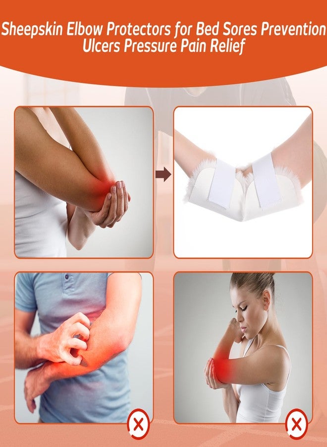 Jeere 2 Pairs Sheepskin Elbow Protectors Soft Elbow Arm Cushions Pads Sheepskin Arm Protectors with Securing Strap for Elderly Prevention Ulcers Pressure Pain Relief - Image 3