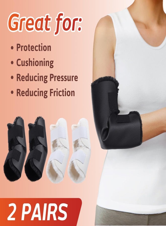 Jeere 2 Pairs Sheepskin Elbow Protectors Soft Elbow Arm Cushions Pads Sheepskin Arm Protectors with Securing Strap for Elderly Prevention Ulcers Pressure Pain Relief - Image 2