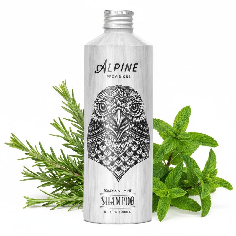Alpine Provisions Natural & Organic Shampoo with Rosemary & Mint â€“ Plant-Based Shampoo for Men & Women with Aloe Vera, Jojoba & Essential Oils â€“ Sulfate-Free, Vegan, Hydrating Hair Repair â€“ 16.9 fl oz - Image 1