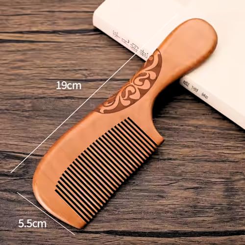 Fegor Wooden Handle Hair Comb – Pack of 1 | Natural Wooden Hair Comb with Handle for Men, Women, and Kids | Anti-Static, Smooth Teeth, Daily Hair Grooming - Image 2