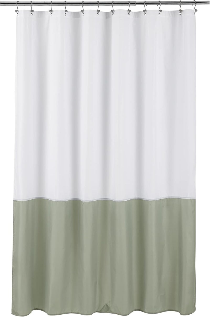 ALYVIA SPRING Waterproof Fabric Shower Curtain Liner - Soft & Light-Weight Cloth Shower Liner, 3 Bottom Magnets, Hotel Quality & Machine Washable - Standard Size 72x72, White and Sage - Image 1
