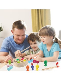 M MIAOYAN Fishing Line Board Game Magnetic Wooden Fishing Cat Shaped Fishing Rod Fish Toy Children Educational Game Board Game for Girls Boys Over 3 Years Old (Cute Cat Toy )  - Image 4
